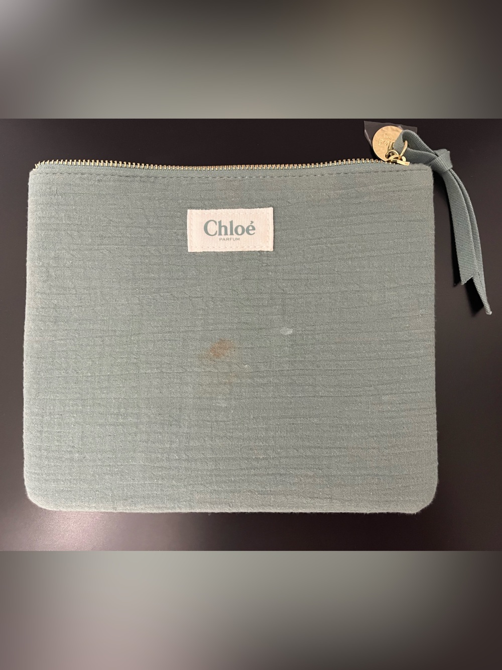 Chloé Quilted Zip Pouch in Sage Green